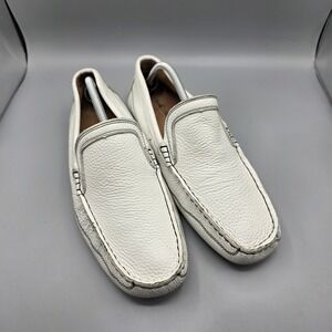 Bed Stu Shoes Mens 11 White Leather Driving Loafers Moccasin Toe Preppy Luxury